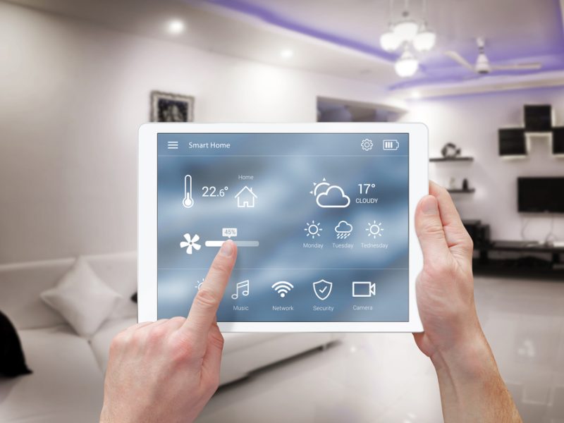 Smart,Remote,Home,Control,System,App.,Living,Room,Interior,In